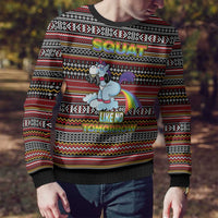 Funny Unicorn Workout Ugly Christmas Sweater with Squat Like No Tomorrow Quote and Rainbow Tribal - Wonder Print Shop