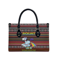 Funny Unicorn Workout Leather Bag with Squat Like No Tomorrow Quote and Rainbow Tribal - Wonder Print Shop
