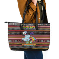 Funny Unicorn Workout Leather Tote Bag with Squat Like No Tomorrow Quote and Rainbow Tribal - Wonder Print Shop