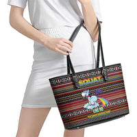 Funny Unicorn Workout Leather Tote Bag with Squat Like No Tomorrow Quote and Rainbow Tribal - Wonder Print Shop