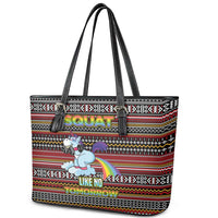 Funny Unicorn Workout Leather Tote Bag with Squat Like No Tomorrow Quote and Rainbow Tribal - Wonder Print Shop