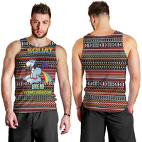Funny Unicorn Workout Men Tank Top with Squat Like No Tomorrow Quote and Rainbow Tribal - Wonder Print Shop
