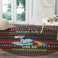 Funny Unicorn Workout Round Carpet with Squat Like No Tomorrow Quote and Rainbow Tribal - Wonder Print Shop