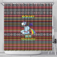 Funny Unicorn Workout Shower Curtain with Squat Like No Tomorrow Quote and Rainbow Tribal - Wonder Print Shop