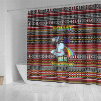 Funny Unicorn Workout Shower Curtain with Squat Like No Tomorrow Quote and Rainbow Tribal - Wonder Print Shop