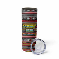 Funny Unicorn Workout Skinny Tumbler with Squat Like No Tomorrow Quote and Rainbow Tribal - Wonder Print Shop