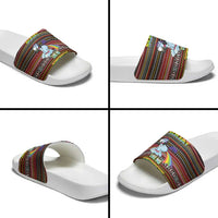 Funny Unicorn Workout Slide Sandals with Squat Like No Tomorrow Quote and Rainbow Tribal - Wonder Print Shop