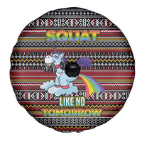 Funny Unicorn Workout Spare Tire Cover with Squat Like No Tomorrow Quote and Rainbow Tribal - Wonder Print Shop
