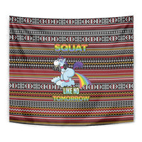 Funny Unicorn Workout Tapestry with Squat Like No Tomorrow Quote and Rainbow Tribal - Wonder Print Shop