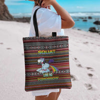 Funny Unicorn Workout Tote Bag with Squat Like No Tomorrow Quote and Rainbow Tribal - Wonder Print Shop