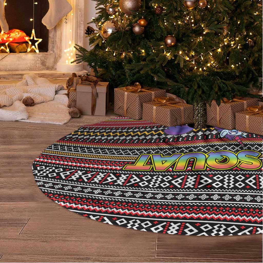 Funny Unicorn Workout Tree Skirt with Squat Like No Tomorrow Quote and Rainbow Tribal - Wonder Print Shop