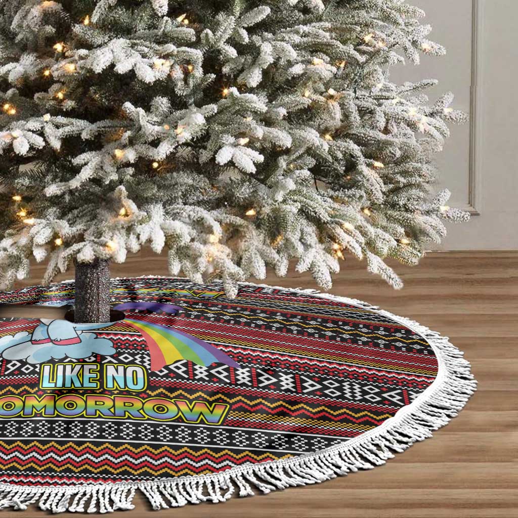 Funny Unicorn Workout Tree Skirt with Squat Like No Tomorrow Quote and Rainbow Tribal - Wonder Print Shop