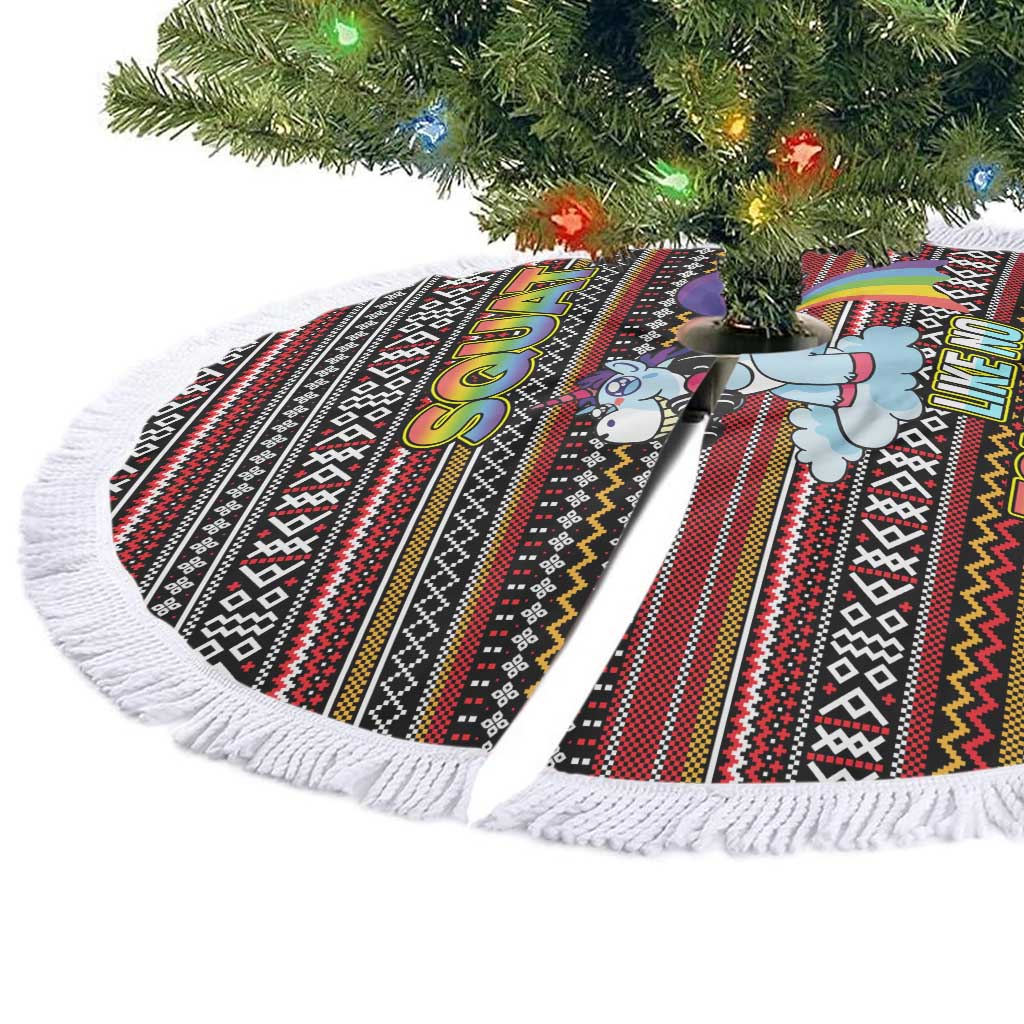 Funny Unicorn Workout Tree Skirt with Squat Like No Tomorrow Quote and Rainbow Tribal - Wonder Print Shop