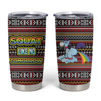 Funny Unicorn Workout Tumbler Cup with Squat Like No Tomorrow Quote and Rainbow Tribal - Wonder Print Shop