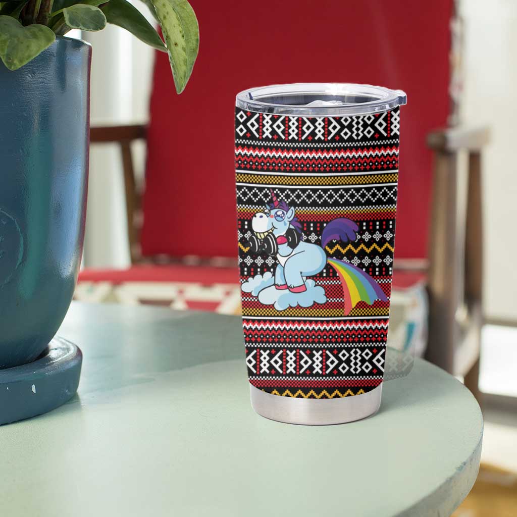 Funny Unicorn Workout Tumbler Cup with Squat Like No Tomorrow Quote and Rainbow Tribal - Wonder Print Shop