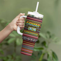 Funny Unicorn Workout Tumbler With Handle with Squat Like No Tomorrow Quote and Rainbow Tribal - Wonder Print Shop