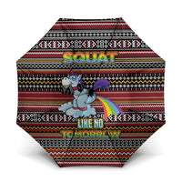Funny Unicorn Workout Umbrella with Squat Like No Tomorrow Quote and Rainbow Tribal - Wonder Print Shop