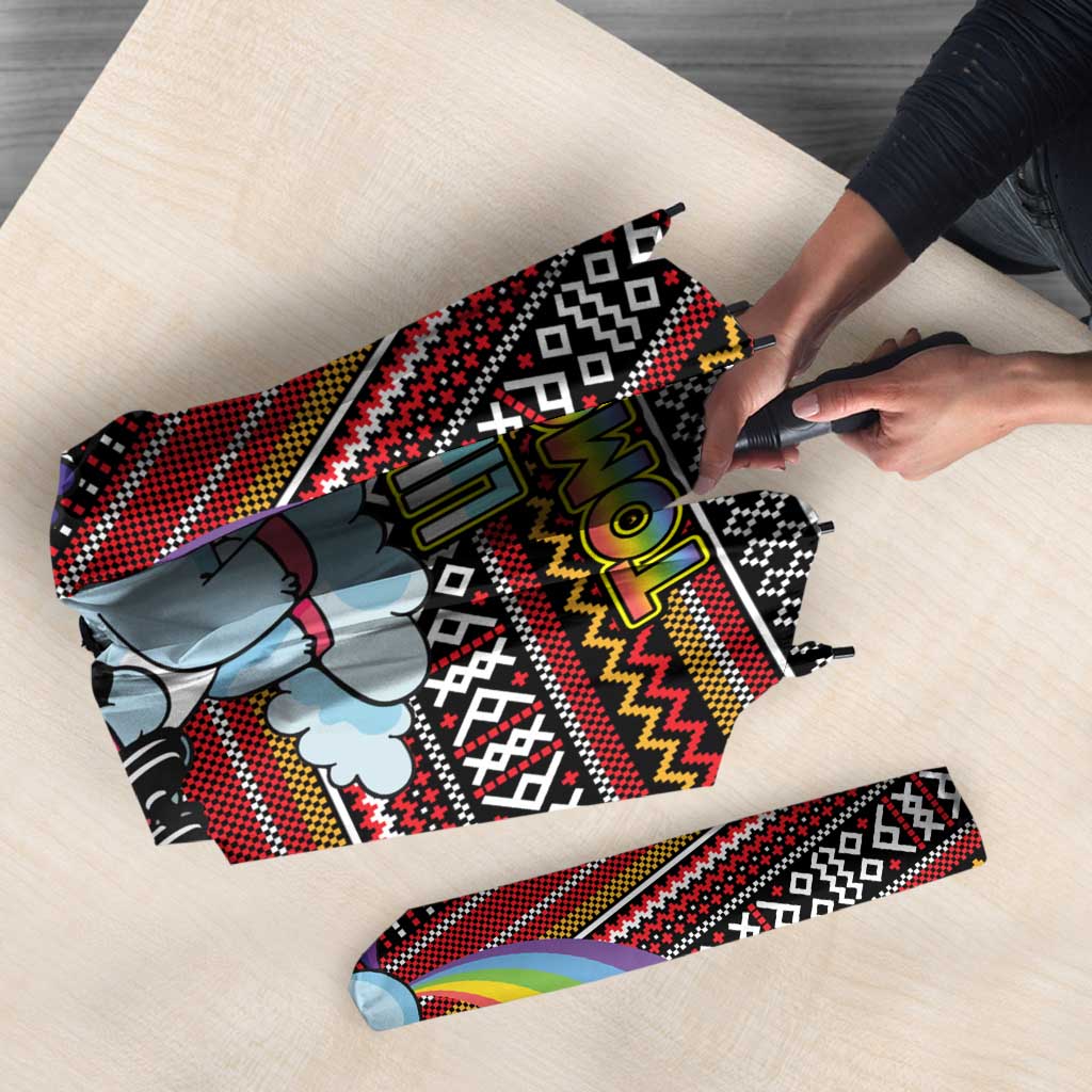 Funny Unicorn Workout Umbrella with Squat Like No Tomorrow Quote and Rainbow Tribal - Wonder Print Shop