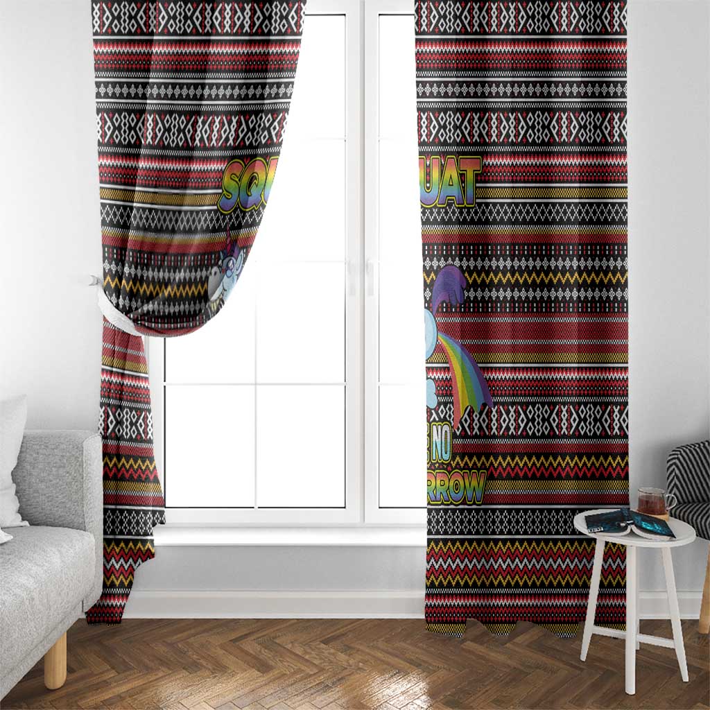 Funny Unicorn Workout Window Curtain with Squat Like No Tomorrow Quote and Rainbow Tribal - Wonder Print Shop