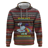 Funny Unicorn Workout Zip Hoodie with Squat Like No Tomorrow Quote and Rainbow Tribal - Wonder Print Shop