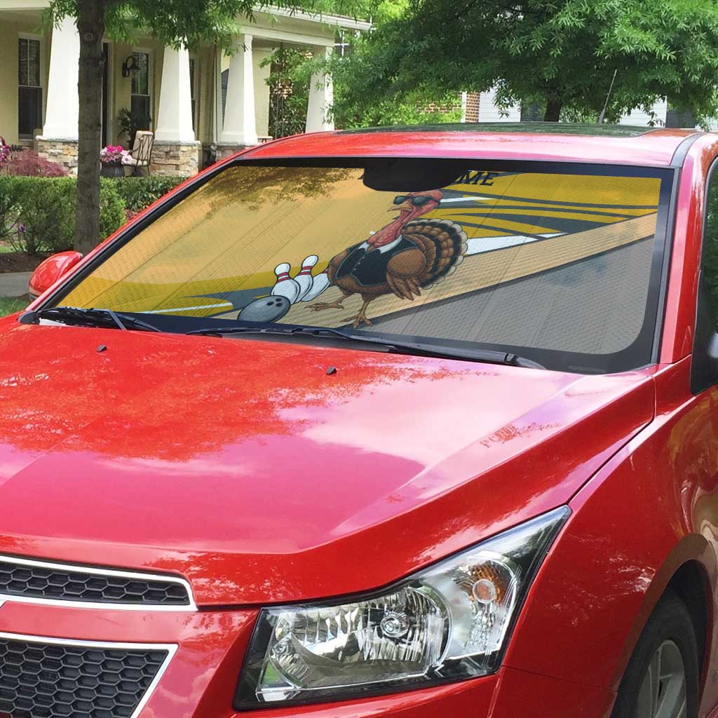 Personalized Cool Turkey Bowling Auto Sun Shade with Sunglasses Pins - Wonder Print Shop