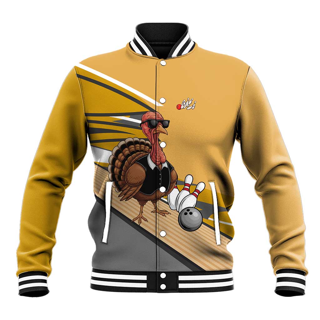 Personalized Cool Turkey Bowling Baseball Jacket with Sunglasses Pins - Wonder Print Shop