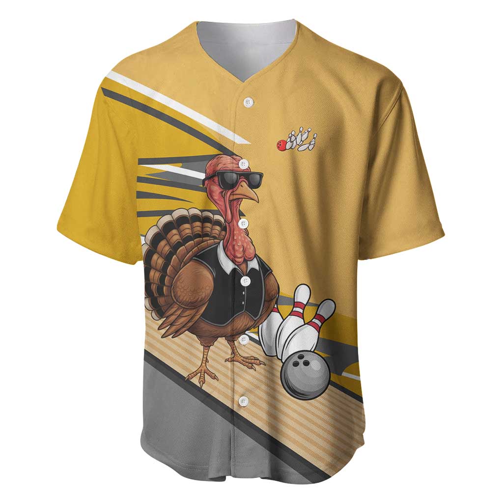 Personalized Cool Turkey Bowling Baseball Jersey with Sunglasses Pins - Wonder Print Shop