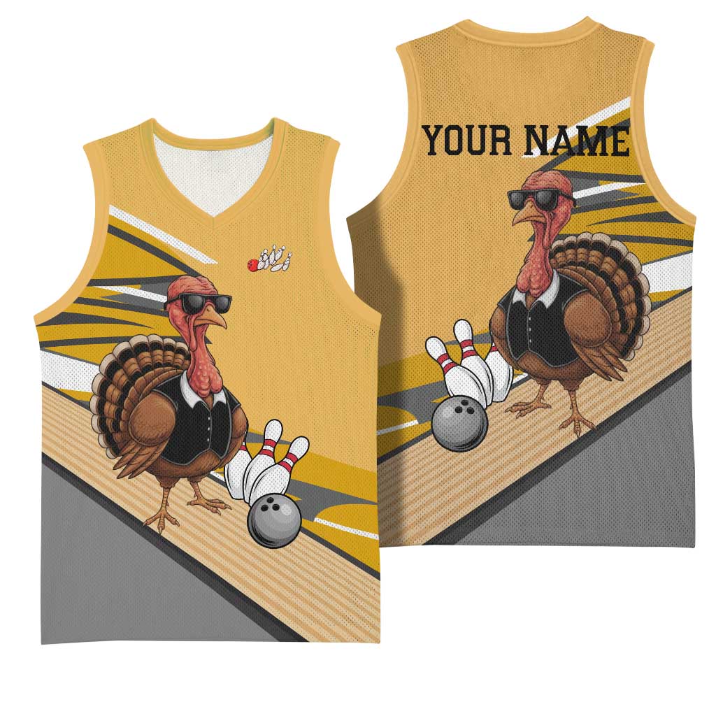 Personalized Cool Turkey Bowling Basketball Jersey with Sunglasses Pins - Wonder Print Shop