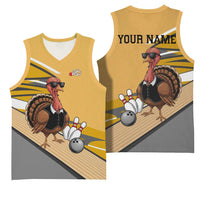 Personalized Cool Turkey Bowling Basketball Jersey with Sunglasses Pins - Wonder Print Shop