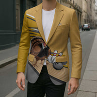 Personalized Cool Turkey Bowling Blazer with Sunglasses Pins - Wonder Print Shop