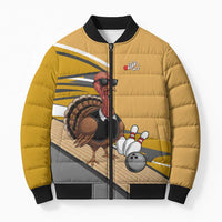 Personalized Cool Turkey Bowling Bomber Puffer Jacket with Sunglasses Pins - Wonder Print Shop