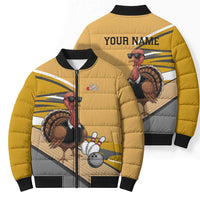 Personalized Cool Turkey Bowling Bomber Puffer Jacket with Sunglasses Pins - Wonder Print Shop