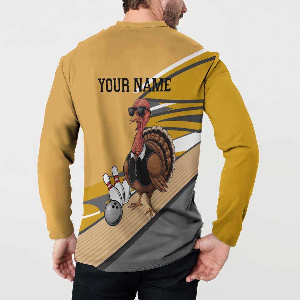 Personalized Cool Turkey Bowling Button Sweatshirt with Sunglasses Pins - Wonder Print Shop