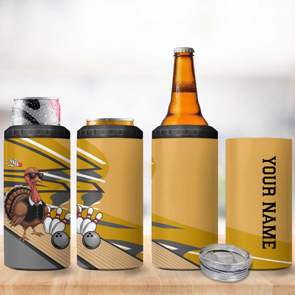 Personalized Cool Turkey Bowling 4 in 1 Can Cooler Tumbler with Sunglasses Pins - Wonder Print Shop