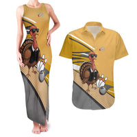 Personalized Cool Turkey Bowling Couples Matching Tank Maxi Dress and Hawaiian Shirt with Sunglasses Pins - Wonder Print Shop