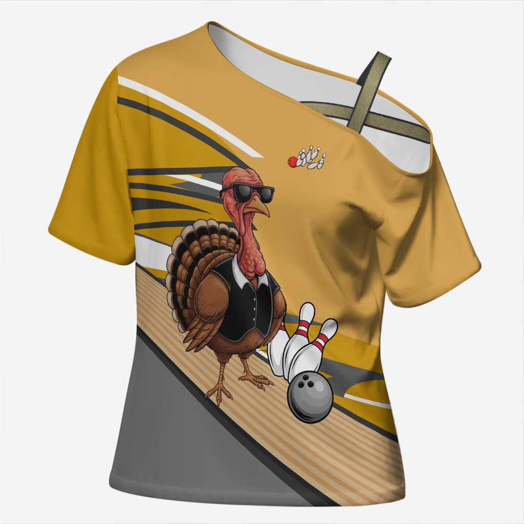 Personalized Cool Turkey Bowling Cross Shoulder Shirt with Sunglasses Pins - Wonder Print Shop