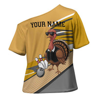 Personalized Cool Turkey Bowling Cross Shoulder Shirt with Sunglasses Pins - Wonder Print Shop