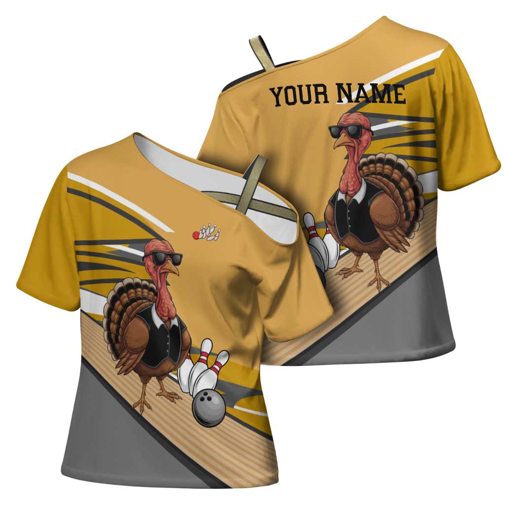 Personalized Cool Turkey Bowling Cross Shoulder Shirt with Sunglasses Pins - Wonder Print Shop