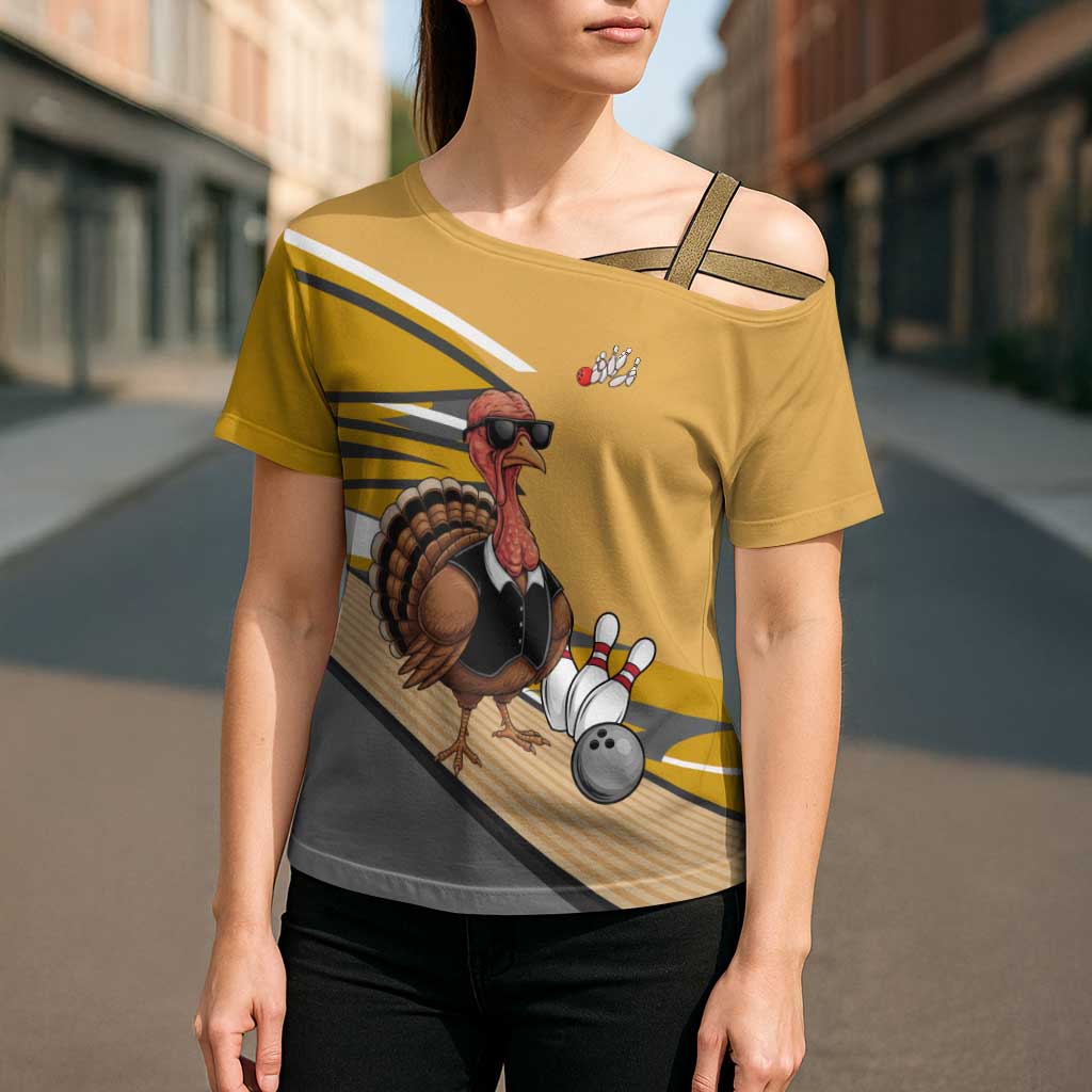 Personalized Cool Turkey Bowling Cross Shoulder Shirt with Sunglasses Pins - Wonder Print Shop