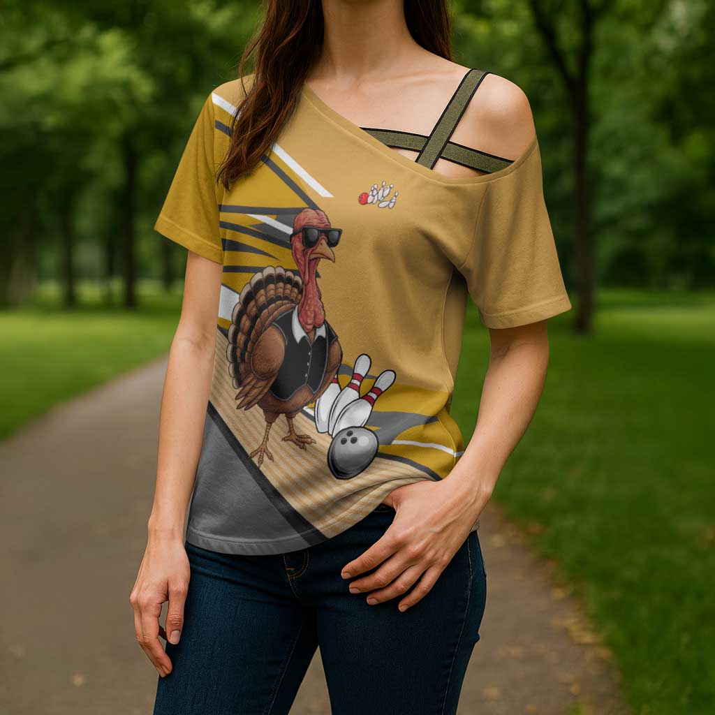 Personalized Cool Turkey Bowling Cross Shoulder Shirt with Sunglasses Pins - Wonder Print Shop
