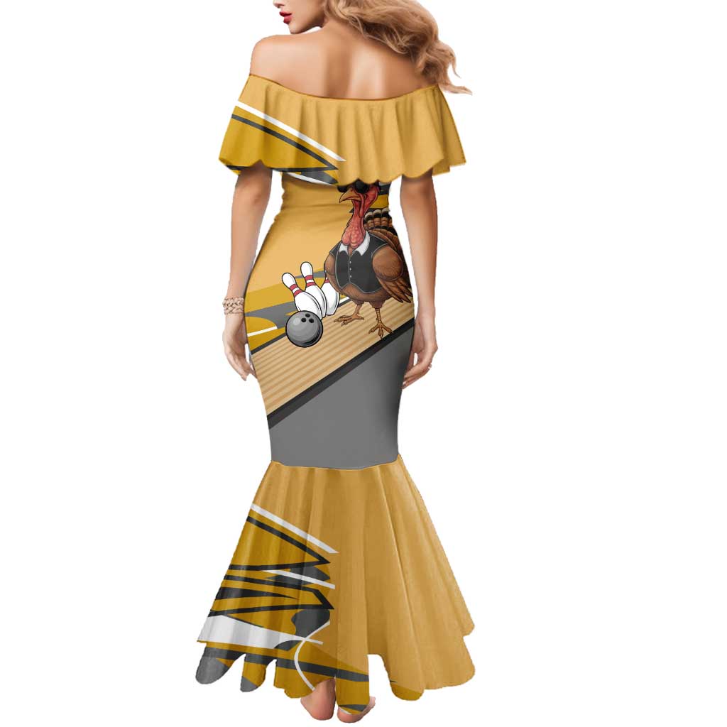 Personalized Cool Turkey Bowling Family Matching Mermaid Dress and Hawaiian Shirt with Sunglasses Pins - Wonder Print Shop