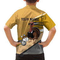 Personalized Cool Turkey Bowling Family Matching Off The Shoulder Long Sleeve Dress and Hawaiian Shirt with Sunglasses Pins - Wonder Print Shop