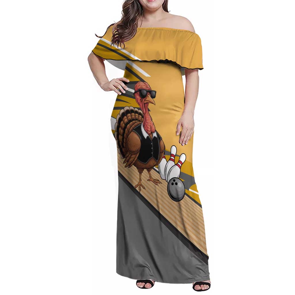 Personalized Cool Turkey Bowling Family Matching Off Shoulder Maxi Dress and Hawaiian Shirt with Sunglasses Pins - Wonder Print Shop