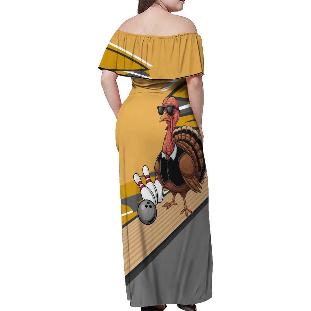Personalized Cool Turkey Bowling Family Matching Off Shoulder Maxi Dress and Hawaiian Shirt with Sunglasses Pins - Wonder Print Shop