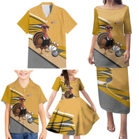 Personalized Cool Turkey Bowling Family Matching Puletasi and Hawaiian Shirt with Sunglasses Pins - Wonder Print Shop