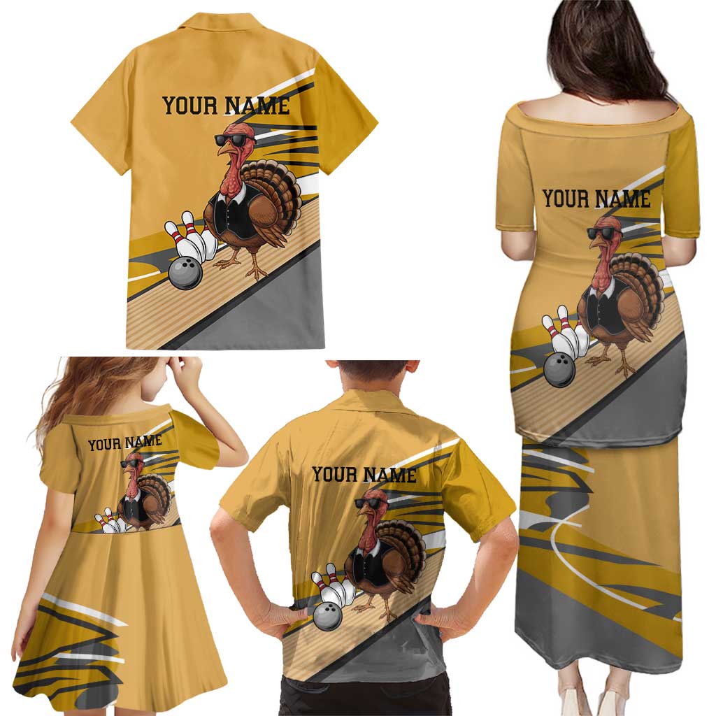 Personalized Cool Turkey Bowling Family Matching Puletasi and Hawaiian Shirt with Sunglasses Pins - Wonder Print Shop
