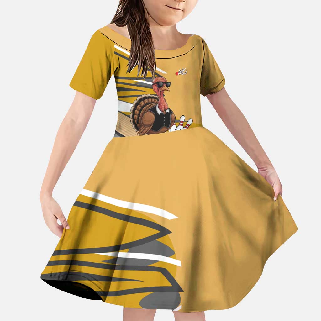 Personalized Cool Turkey Bowling Family Matching Short Sleeve Bodycon Dress and Hawaiian Shirt with Sunglasses Pins - Wonder Print Shop