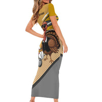 Personalized Cool Turkey Bowling Family Matching Short Sleeve Bodycon Dress and Hawaiian Shirt with Sunglasses Pins - Wonder Print Shop