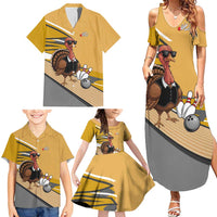 Personalized Cool Turkey Bowling Family Matching Summer Maxi Dress and Hawaiian Shirt with Sunglasses Pins - Wonder Print Shop
