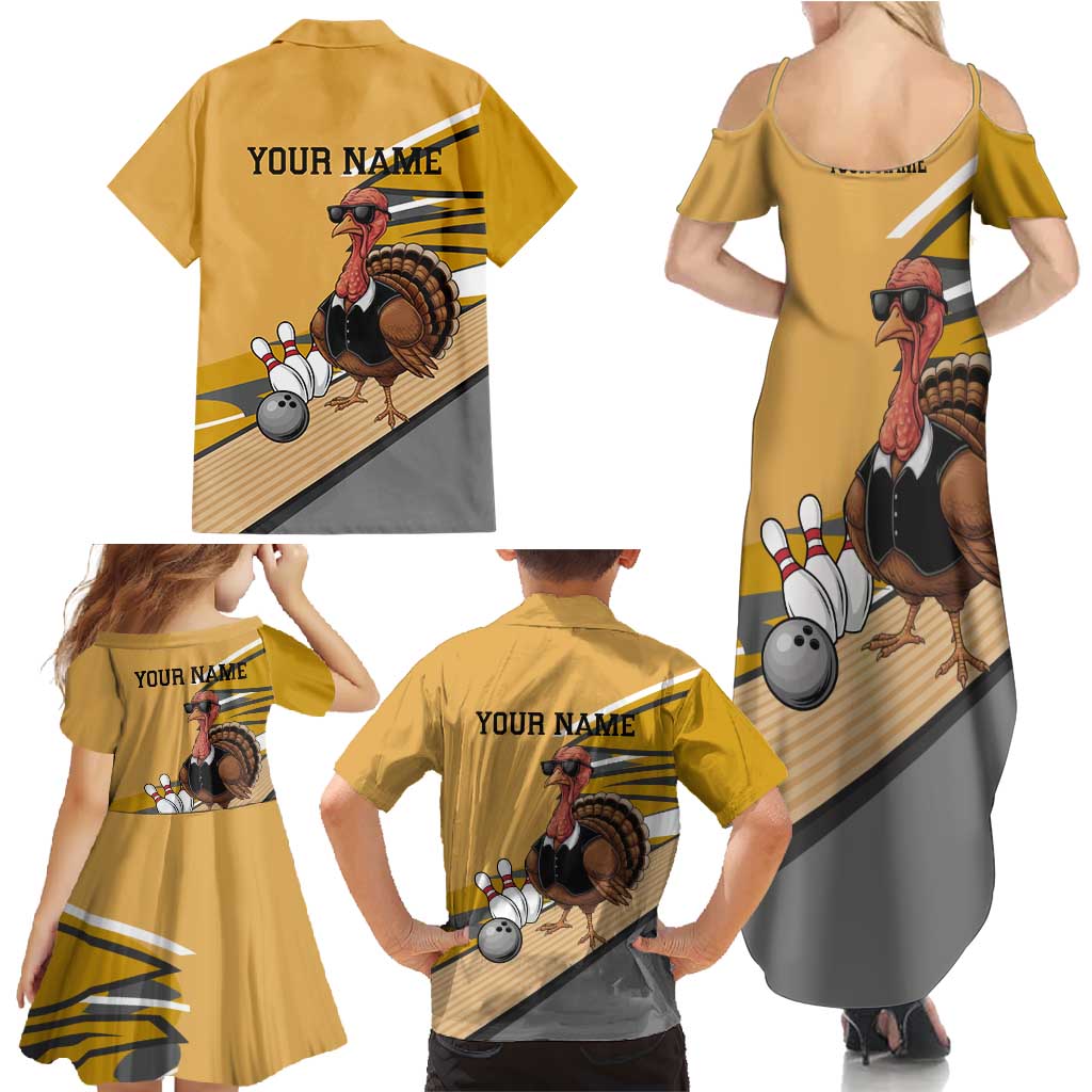 Personalized Cool Turkey Bowling Family Matching Summer Maxi Dress and Hawaiian Shirt with Sunglasses Pins - Wonder Print Shop